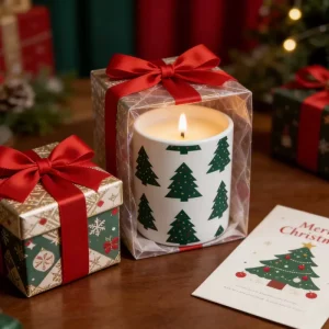 Cute Handmade Soy Wax Ceramic Cup Votive Candle for Christmas and Holiday Home Decoration