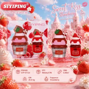 Cute Ice Cream Dessert Perfume Lip Gloss Gift Set Moist Shiny Lip Oil Sweet Fragrance Makeup Kit