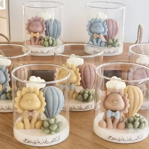 Cute Lion Animal Succulent Series Cloud Aroma Soy Scented Candles for Baby Shower New Born Baby Favors Birthday Gifts