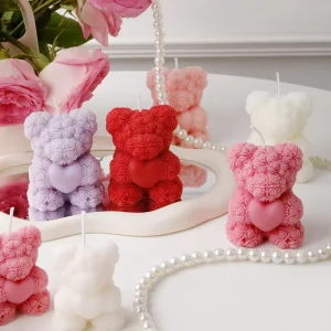 Cute Little Gift Rose Bear Bestie Birthday Valentine’s Day Shaped Wax Private Label Soy Wax Aromatic Scented Candles