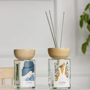 Cylinder Glass Reed Diffuser Bottle 100ml 120ml 150ml with Wooden Lid