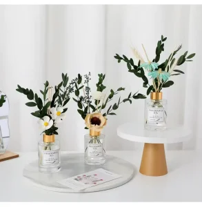 Cylindrical Flameless Reed Diffuser Dried Flowers Sunflower Pure Essential Oil Aromatherapy Home Indoor Decor Air Freshener Gift