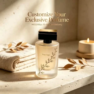 Direct EDP Crisp White Tea Fragrance Golden Branch Pattern Bottle Transparent Glass Bespoke Scent Solutions Pro