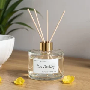 Double Layer 50ml 100ml Empty Glass Reed Diffuser Bottle with Golden Cap
