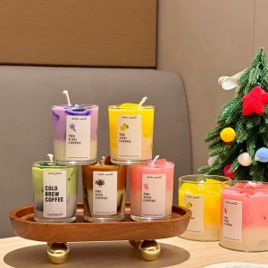 Double Layer Fruit Designed Iced Coffee Scented Candle Prop for Holiday Gift Indoor Scene Decoration