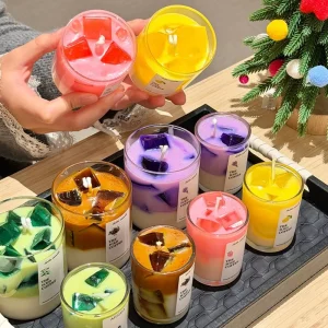 Double Layer Fruit Iced Coffee Wax Candle Practical Photo Accessory for Festival Souvenir Home Decor