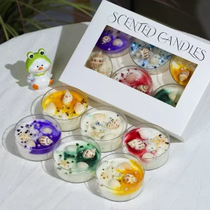 Dried Flower Sequins Crystal Aromatherapy Soy Wax Candle Fragrance Shell Ornaments Handmade Mother’s Day Holiday Gift Set