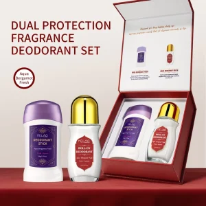 Dual Protection Fragrance Set Fresh Feeling Long Lasting Odor Control Antiperspirant Deodorant Roll on 2 in 1 Deodorant Stick