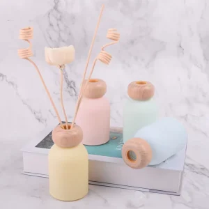 Durable Home Decor Reed Diffuser Set with Wooden Lid Long Lasting Fragrant Oil DIY Aroma Features Liquid Shape