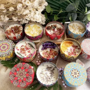 Durable Vintage Floral Scented Candles with Customizable Labels for Weddings & Thanksgiving Home Decor