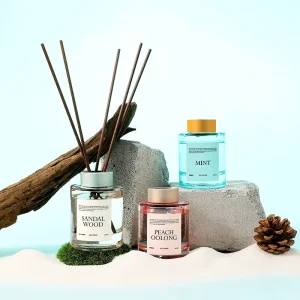 Eco-Friendly Handmade Liquid Glass Reed Diffuser Set 0% Alcohol Eau de Parfum 90-120 Days Aromatherapy
