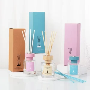 Eco Friendly Home Decoration Air Freshener Round 125ml Glass Bottle Long Lasting Luxury Fragrance Reed Diffuser Set