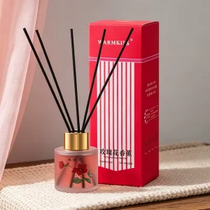 Eco-Friendly Lead-Free 50ml Scented Essential Oil Reed Diffuser with Rose Aromatherapy
