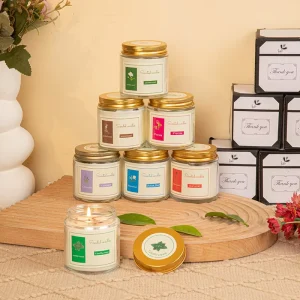 Eco Friendly Smokeless Semi Handmade Poured Natural Soy Wax Blend Scented Candles Jars for Home Decor Gifts