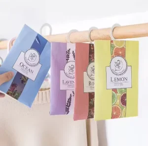 Eco friendly Indoor Paper Sachets Aroma Bag Hanging Car Fresh Fragrance Scented Sachet With Plastic Hook