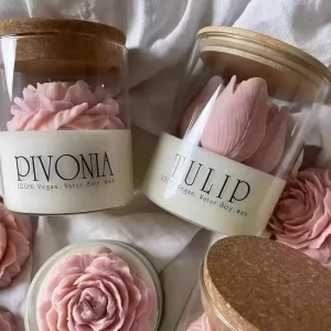 Eco friendly Soy Wax Handmade Aromatherapy Scented Tulip Candle Custom Logo Option Luxury Glass Jar for Valentine’s Day Diwali