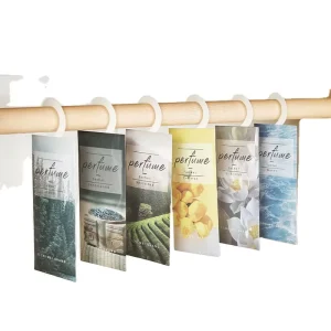 Eco friendly Wardrobe Paper Sachets Aroma Bag Hanging Car Fresh Fragrance Scented Sachet with Hook