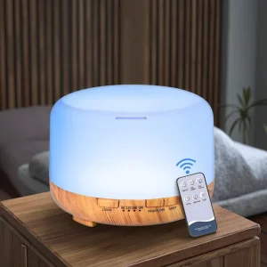 Electric Aroma Diffuser Remote Control Cool-Mist Ultrasonic Color-Changing Light Low Noise Humidity Control for Office