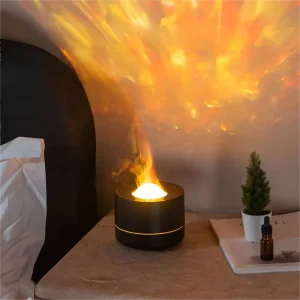 Electric Aroma Diffuser with Ocean Wave Projector and Fire Flame Effect for Home and Hotel Use (200ml)