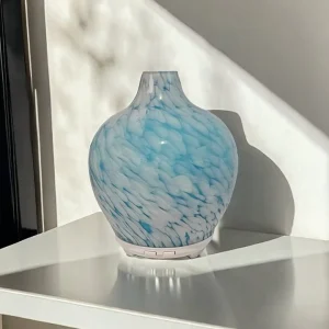 Electric Art Glass Aroma Diffuser Humidifier Ultrasonic 7-Color LED Lights Tabletop Air Purifier for Home Office