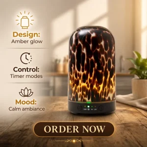 Electric Black Spots Glass Aroma Oil Diffuser with Timer Function and LED Light