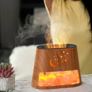 Electric Light Wood Aroma Diffuser with Crystals, Tabletop, Plastic, for Household Use