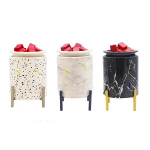 Electric Plug Aromatherapy Ceramic Incense Burner Jar Candle Wax Melt Warmer with Metal Base
