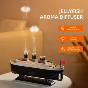 Electric Ultrasonic Aromatherapy Humidifier with Colorful LED Light Jellyfish Ship Design