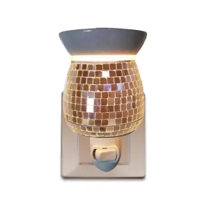 Electric Wall-Mounted Plug-In Aroma Wax Melt Burner Silver Gold Custom Mosaic Glass Night Light Eco-Friendly Household