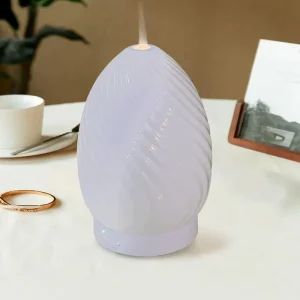 Electric Wave Pattern Ceramic Ultrasonic Aroma Humidifier & Diffuser 120ml Capacity Home Decor 7C LED Light 30dB Quiet Operation