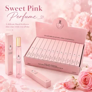 Elegant Pink Broken Heart Style 35ml Tube Perfume Long Lasting Women Fragrance Spray 24 Pieces with Display Box for Retail