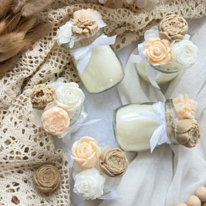Elegant Romantic Scented Candle Favors Flowers Decoration Mini Cute Scented Candles for Anniversary Gift