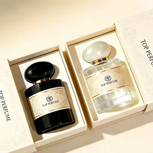 Elegant Round Glass Perfume Bottle with Oval Pearl Cap for Gifting 30ml 50ml 100ml Stock Clear Bottle