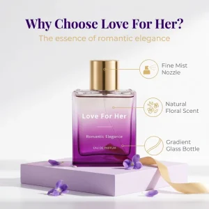 Elegant Women Floral Eau De Parfum 50ml Fine Mist Spray Long Lasting Gradient Purple Glass Bottle Romantic Scent for Dating