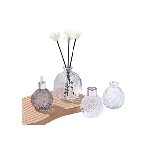 Embossed Glass Reed Diffuser Bottles Refillable Containers for Essential Oil