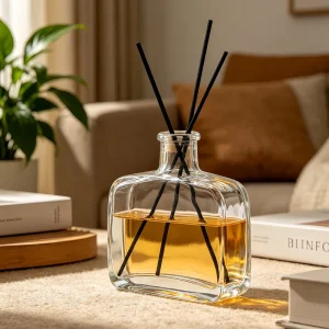 Empty 100ml 200ml 330ml 500ml Flat Square Glass Essential Oil Fragrance Reed Diffuser Bottle with Cork Lid