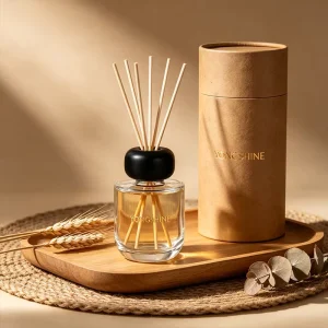 Empty 100ml 200ml Clear Cylinder Glass Reed Diffuser Bottle with Screw Neck Cap Heavy Base for Home Fragrance