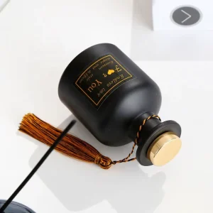 Empty Round Black Matte Glass Reed Diffuser Bottle 130ml 200ml 250ml