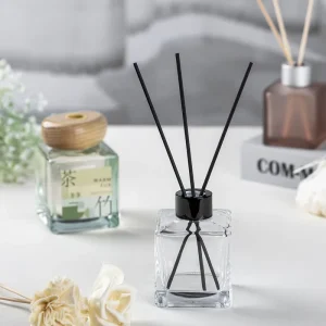 Empty Unique Color Square Reed Diffuser Bottle with Wood Lid