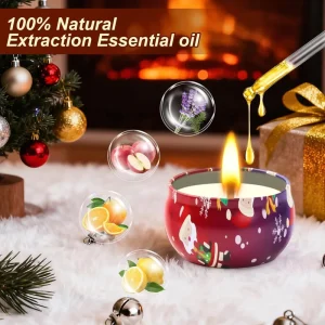 Essential Oil Nature Christmas Soy Candle for Long Lasting Holiday Scented