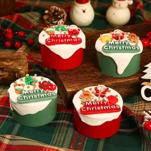 Exquisite Scented Christmas Dripping Cake Candles for Festive Party Favors