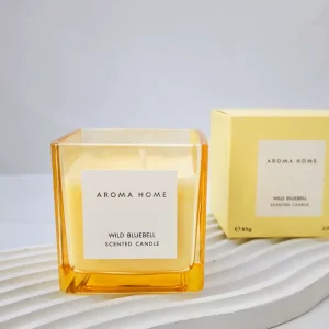 F01P Private Label Multicolored Square Glass Jar Soy Wax Scented Candles for Home Decoration
