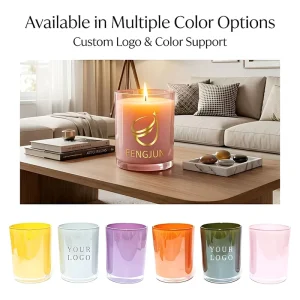 FENGJUN 21oz Custom Logo Private Label High Borosilicate Glass Candle Jar Aromatherapy Scented Empty Vessel with Wooden Lid