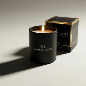 FRHY Factory Luxury Black Matte Glass Soy Wax Handmade Scented Candle Customizable Set Label Plant Mother’s Day