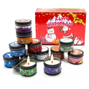 Factory Direct Christmas Floral Plant Scented Soy Wax Candle Customizable Carton Packed Tin Gift Smokeless Feature