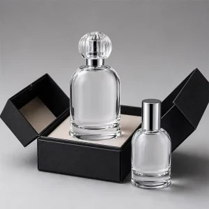 Factory Direct Custom Luxury Perfume Glass Bottle 50ml 100ml Square Shape with Gold Aluminum Cap