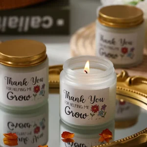 Factory Direct Soy Wax Scented Candle Frosted Glass Jar with Gold Lid for Teacher Appreciation Gifts