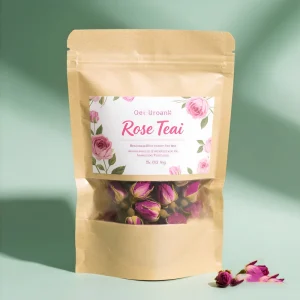 Factory Kraft Paper Bag Stand Up Pouch Zip Lock Doypack With Transparent Frosted Window For Rose Tea Packaging Bags