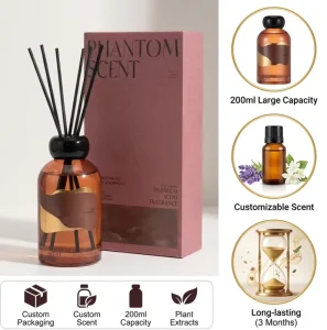 Factory Luxury Fragrance Reed Diffuser Set Hotel Style Air Freshener with Fireless Essential Oil Glass Material for Home Use