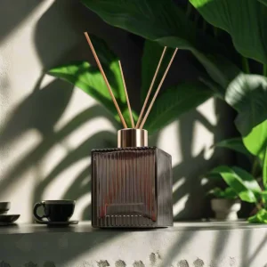 Factory New Coming 100ml Striped Glass Reed Diffuser Bottle with Lid Aromatherapy Bottle for Home Decoration